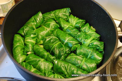 cooking collard greens rolls